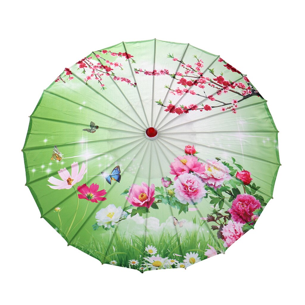 Chinese Silk Cloth Umbrella Classical Style Decorative Umbrella Oil Paper Umbrel Classical bamboo dance craft umbrella: B 