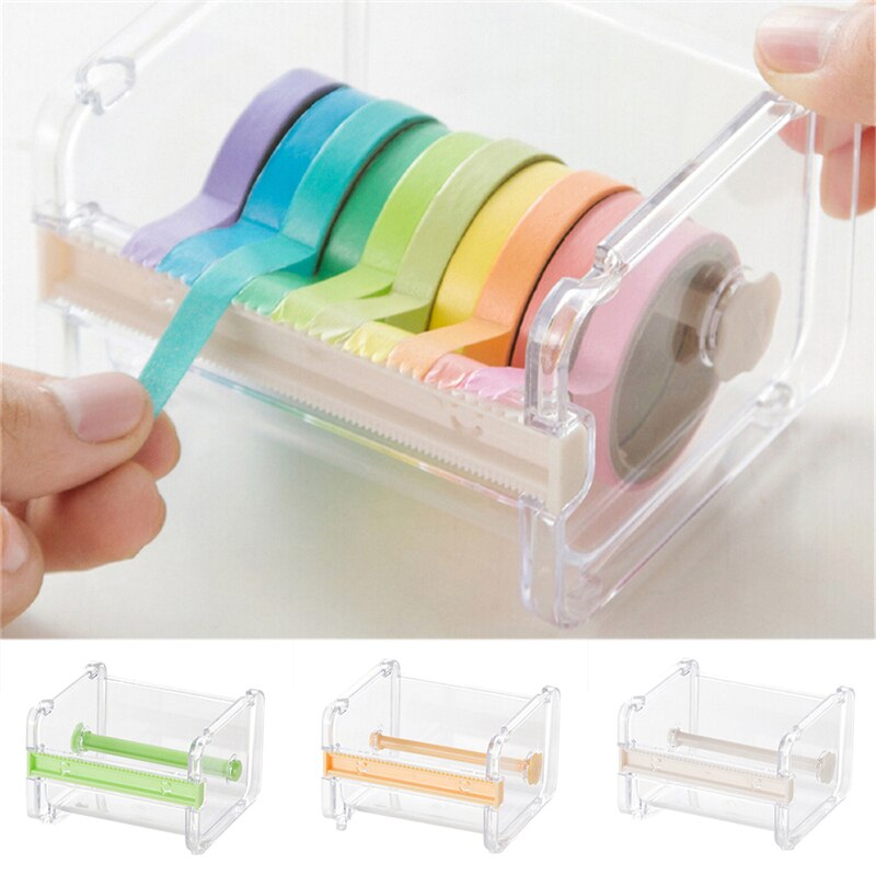 Cutter washi tape opbevaring arrangør cutter japansk papirvarer maskeringstape office tape dispenser kontorartikler farve tilfældig