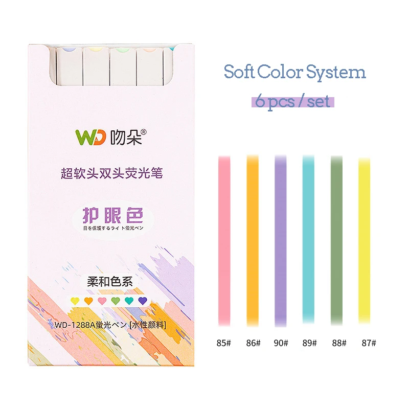 Juego de rotuladores resaltadores Pastel, marcadores resaltadores Kawaii de Color Morandi, bolígrafos bonitos, papelería coreana para útiles escolares