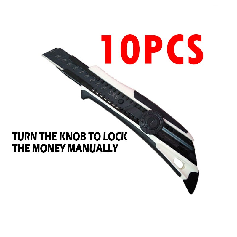10p High Utility Knife Black Blade Rotary Lock Paper Cutter 18mm Wallpaper Cutter Office Study Industry With 10pcs Blade: B 10P
