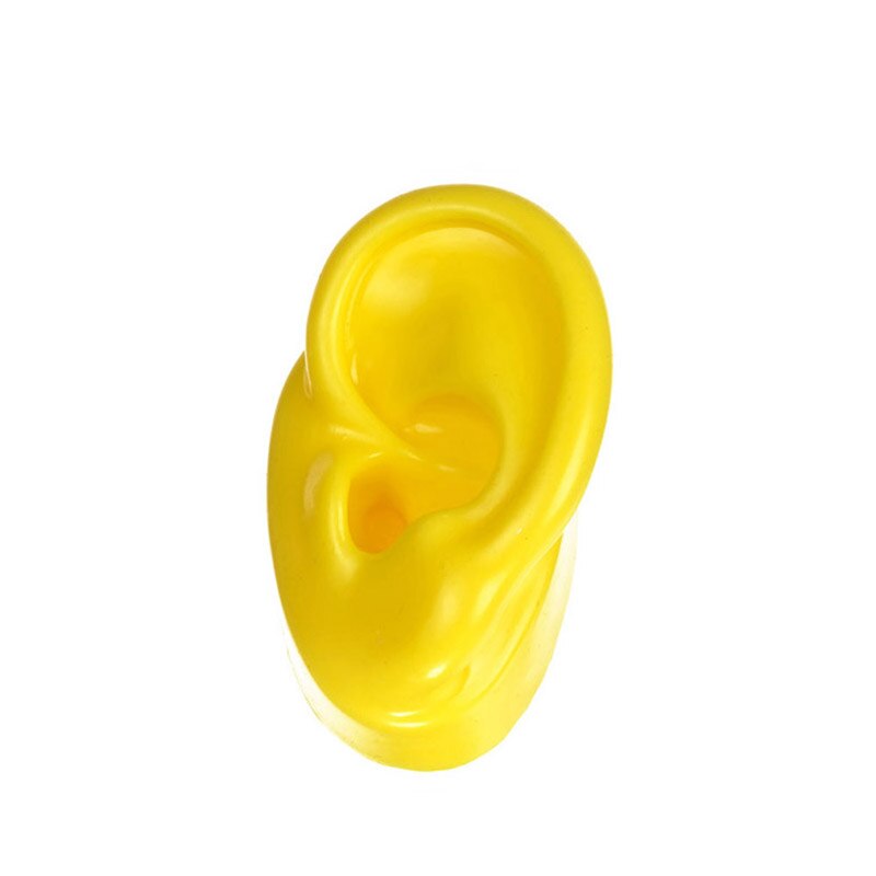 Silicone Ear Model Human Artificial Ear Display for Hearing Aids IEM Earphones Display and Lecturing: Yellow Left side
