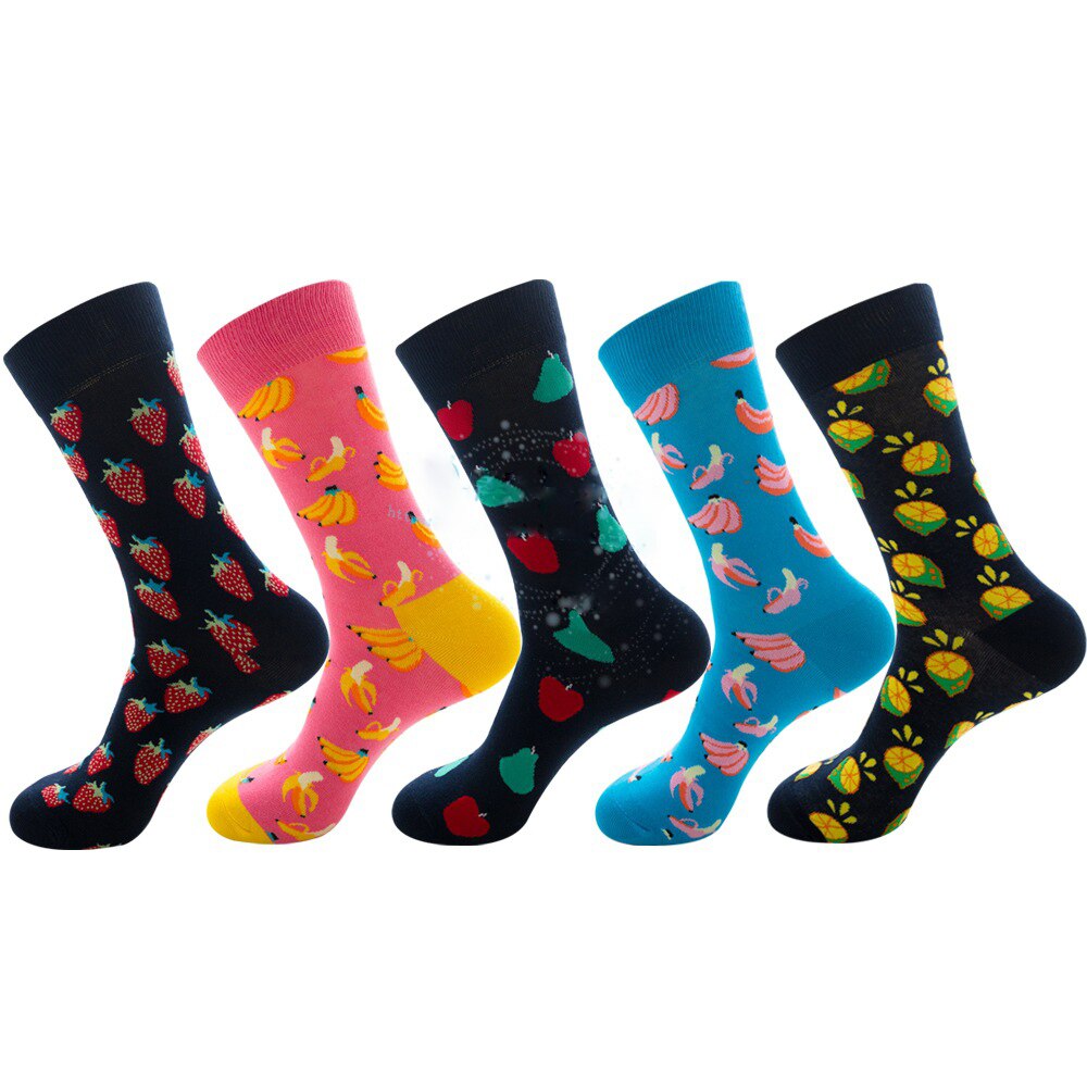1 pair men socks combed cotton bright colored funny socks men's calf crew socks for business causal dress wedding