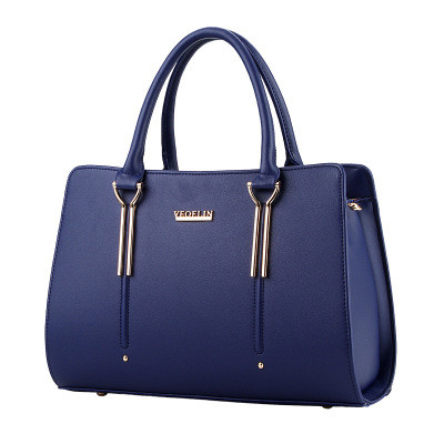 Women Bag Vintage Handbag Casual Tote Women Messenger Bags Shoulder Top-Handle Purse Wallet Leather Black Blue: Deep Blue