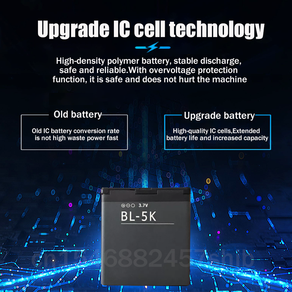 1pz BL-5K BL5K BL 5K 3.7V 1200mAh Batteria Del Telefono per Nokia N85 N86 8MP N87 2610S 701 Oro C7 C7-00 X7 X7-00 T7 2610S Celle Agli Ioni di litio