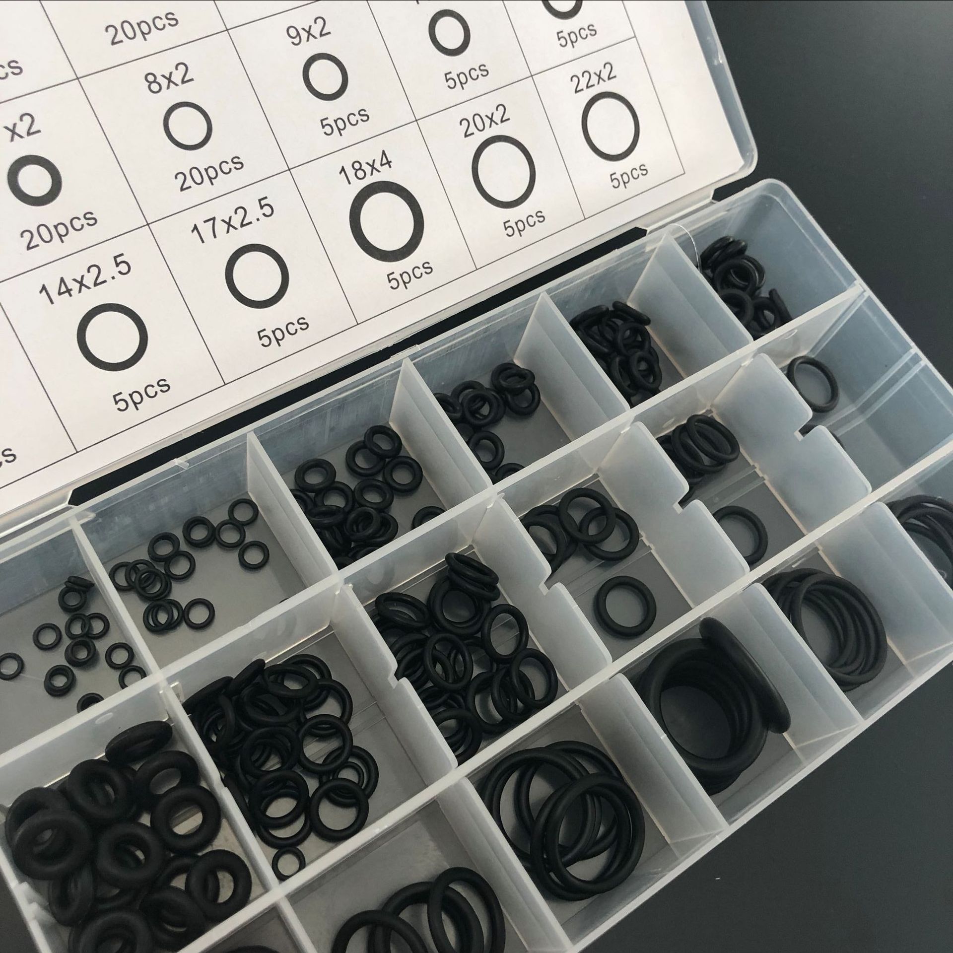 225 Pcs Rubber O Ring Ring Afdichtingen O-Ring Waterdichtheid Assortiment Verschillende Grootte Met Plactic Doos Kit Set