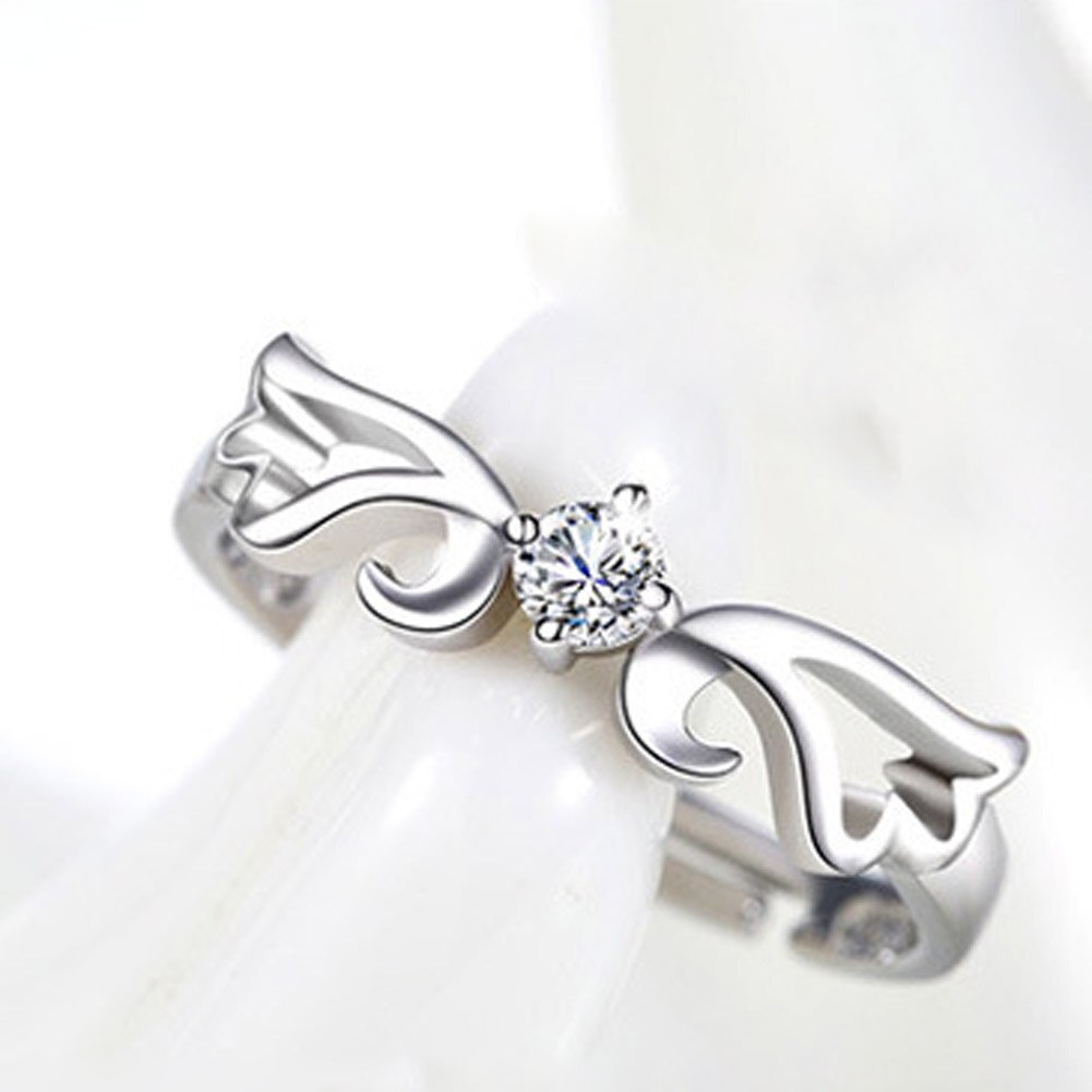 1pc ! zilveren opening holle paar ringen voor mannen/vrouwen om de retro ring engelenvleugel sieraden te leven