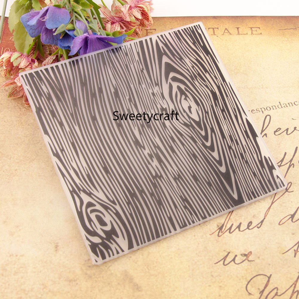 Dossier de gaufrage de En Bois Texturé Scrapbooking Plastique Embosseuse Dossiers Carte Faisant Des Fournitures Album De Mariage Papier Artisanat Décor