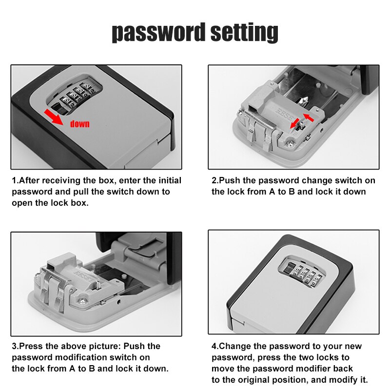 Coffre-fort mural antivol pour clés d'extérieur, avec mot de passe, boîte de rangement  nc99
