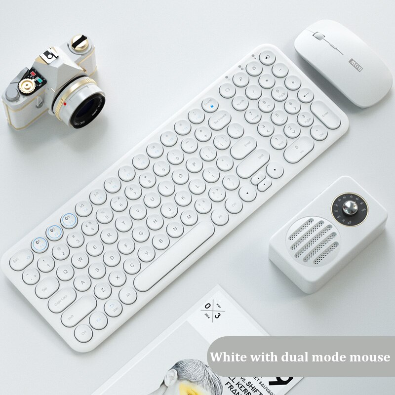 Bluetooth Silent Mini Gaming Keyboard Dual Mode Mouse Combo Round Button Magic Wireless Keyboard Mouse Kit For iPad iPhone: dual mode mouse 1