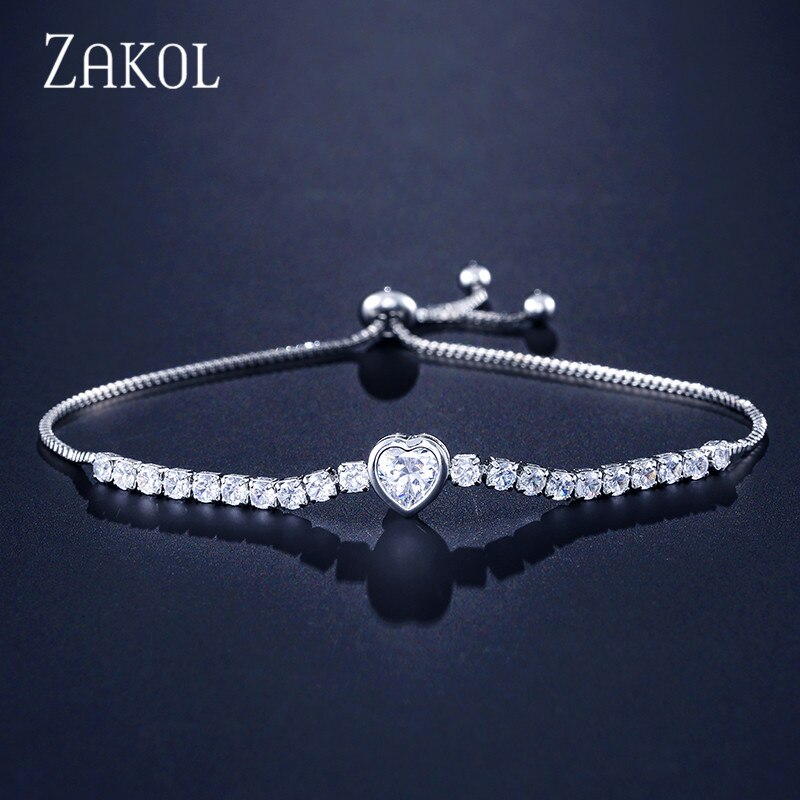 ZAKOL Round Tennis Bracelet For Women Shinny Cubic Zirconia Charm Bracelets & Bangles Femme Wedding Jewelry FSBP2140