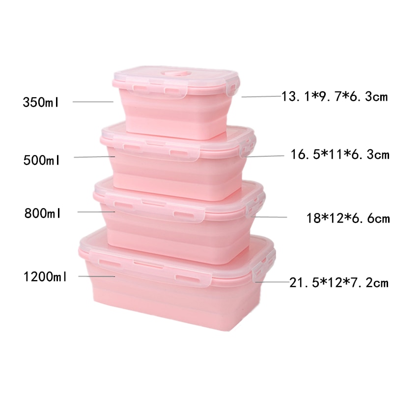 Silicone Folding Bento Box Collapsible Silicone Lunch Box for Food Dinnerware Food Container Bowl for Children Adult Lunch Box