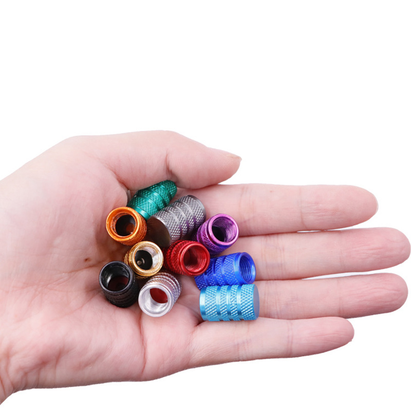 Auto Tire Valve Stems Cap Knurling Style Tire Valve Cap Aluminum Tire Wheel Stem Air Valve Cap for Car Truck Motorcycle SUV Bike