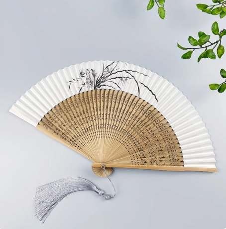 Abanicos de papel de baile, abanicos de mano portátiles Hanfu Bambou, abanico de papel exquisito Para mujeres, Ventilador de bambú clásico, Abanicos Para Boda de verano: Gris oscuro