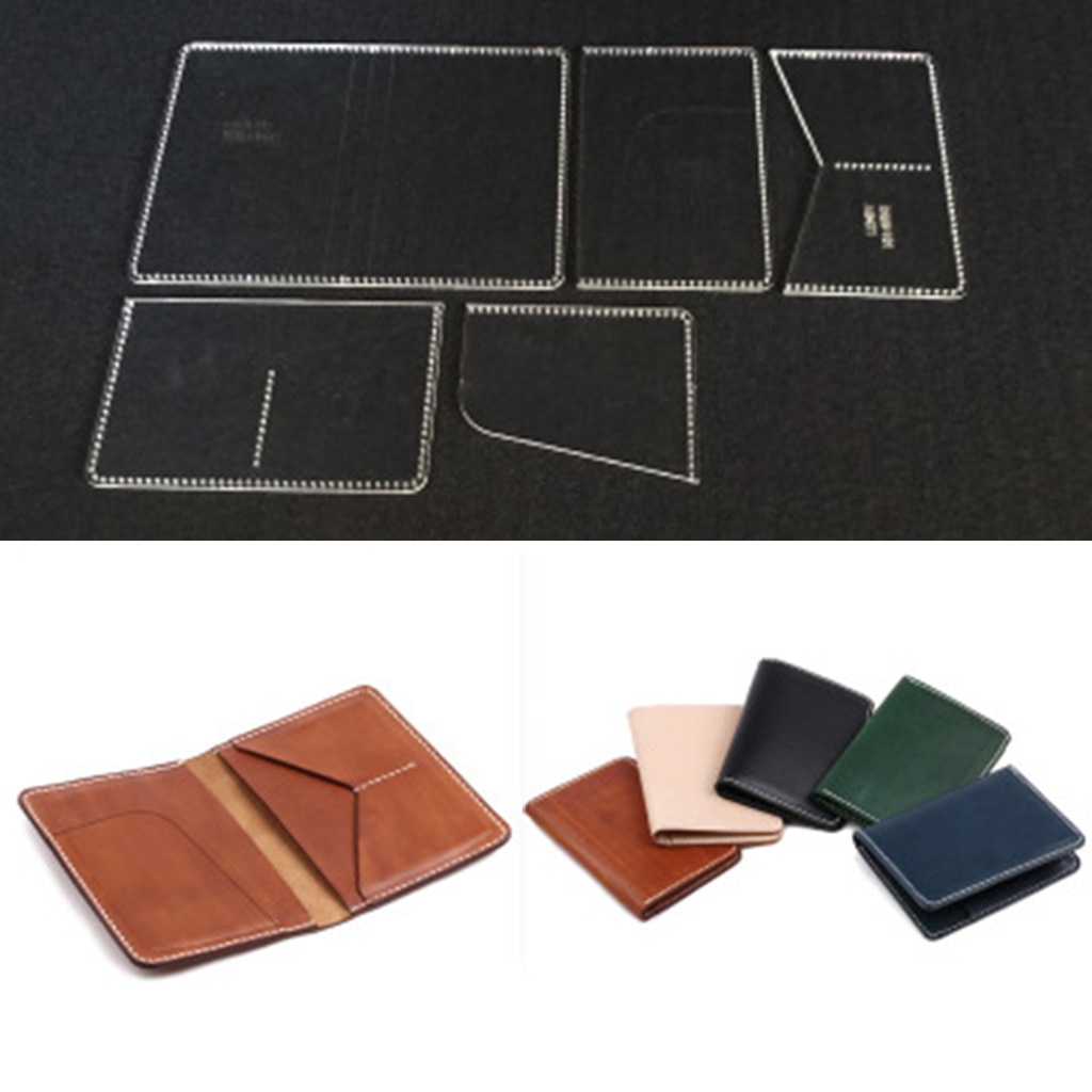 5 Pieces Leather Craft Card Holder Card Protector Pattern Transparent Acrylic Template Stencils