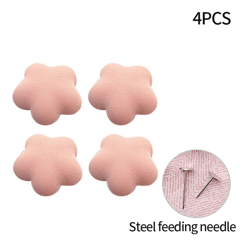 4pcs Nordic Non-slip Bed Sheet Clips Simple Heart Shape Safe One-key Unlock Quilt Blanket Clips Anti-run Quilt Fastener Holder: Pink plum