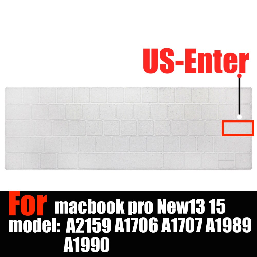 Toetsenbord Cover Voor Mac Book Pro13 15 Met Touch Bar A2159 A1706 A1707 A1989 A1990 Laptop Keyboard Covers Gradiënt Toetsenbord film: Clear US version