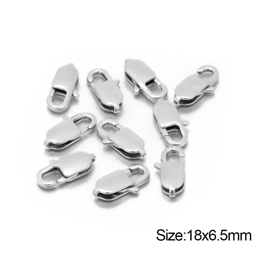 10 Stuks Rvs Polijsten Rechthoek Kreeft Sluitingen Haken Eindsluitingen Connectors Voor Diy Sieraden Maken Benodigdheden In Bulk: Zilver