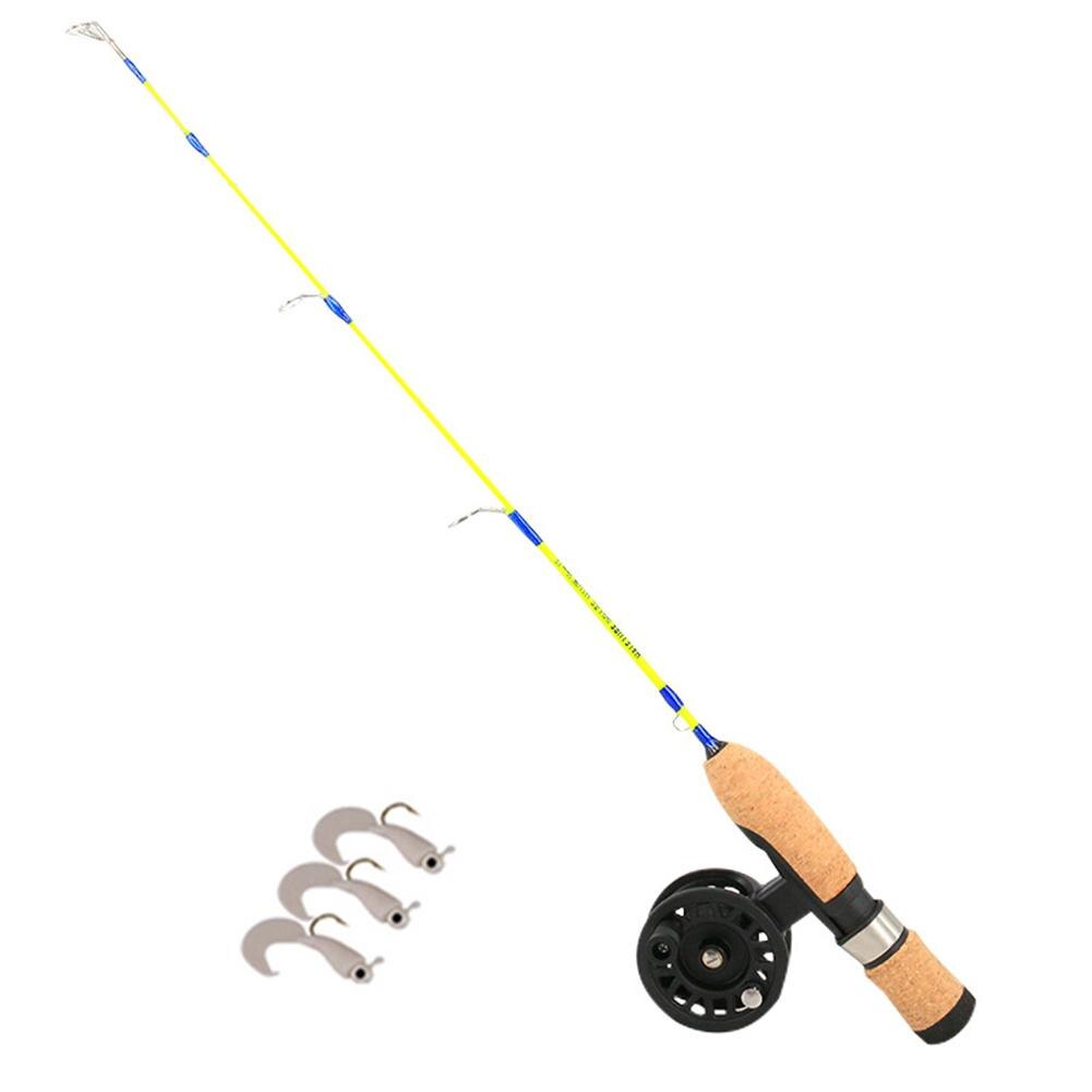 Spinnen Gießen Eis Angelrute Combo Mini Pole Locken 41/50cm Versenkbare Kohlenstoff Karpfen Stange und Angelrollen multifunktions einstellen: 50cm Stange Spule