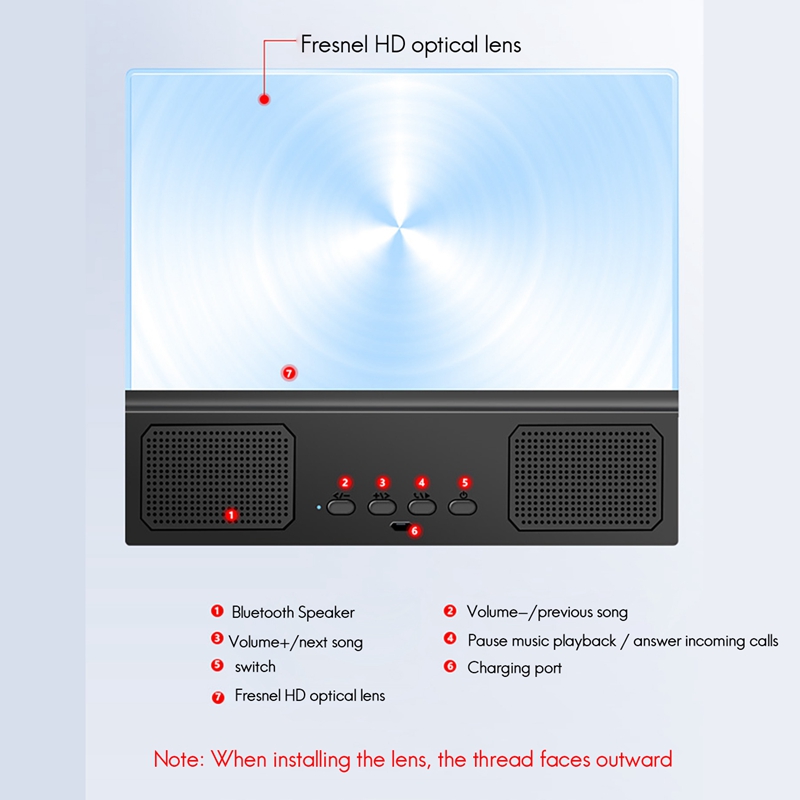 14 Inch 3D Bluetooth Speaker Mobile Phone Bracket Amplifier Two-In-One Phone Bracket Large Anti-Blue