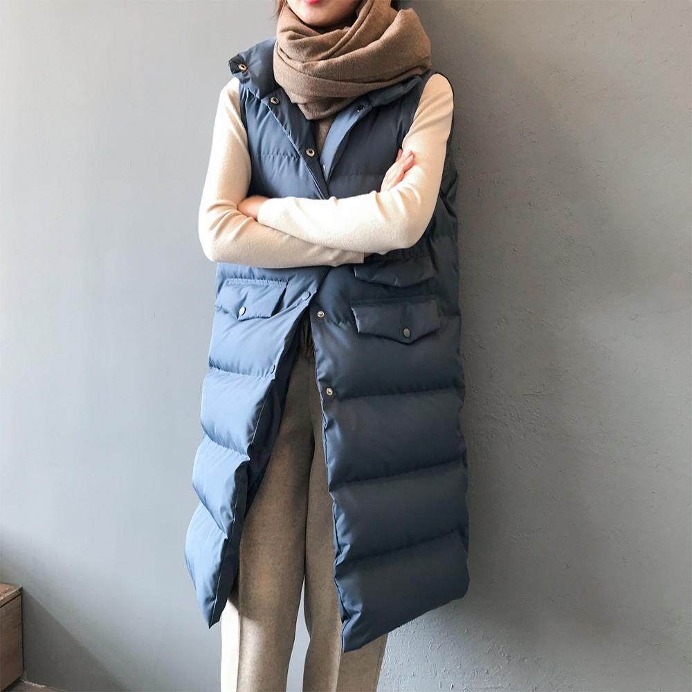 LUZUZI automne hiver coton femmes gilet dames gilet décontracté femme longue gilet veste sans manches pour les femmes coupe ajustée manteau