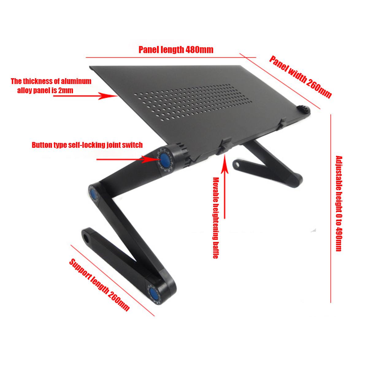Multifunctionele ergonomische laptoptafel voor bed, draagbare bank, opvouwbare laptopstandaard, schoottafel voor notebook met muismat