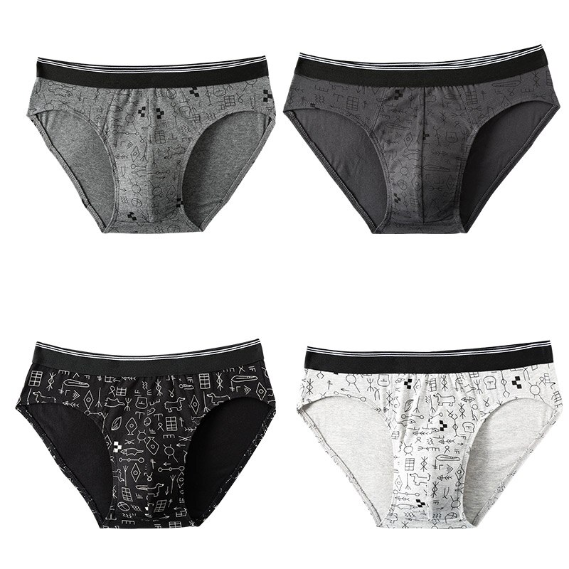 4 pcs/lot Male Stripe Cotton Briefs Stereoscopic Tailoring Panties Men Comfortable Breathable Brand Underwere: XZF191 / XXL