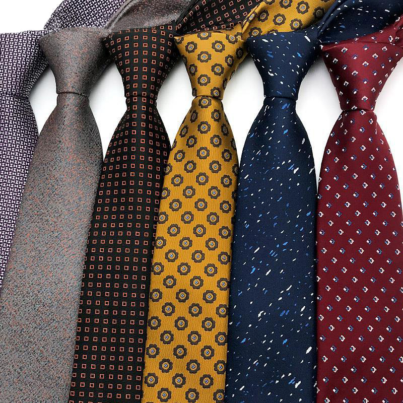Corbata de lujo de 8CM para hombre, corbatas de lunares para novio, padrino de boda, tejido Jacquard Floral, Ascot, accesorios formales para de negocios