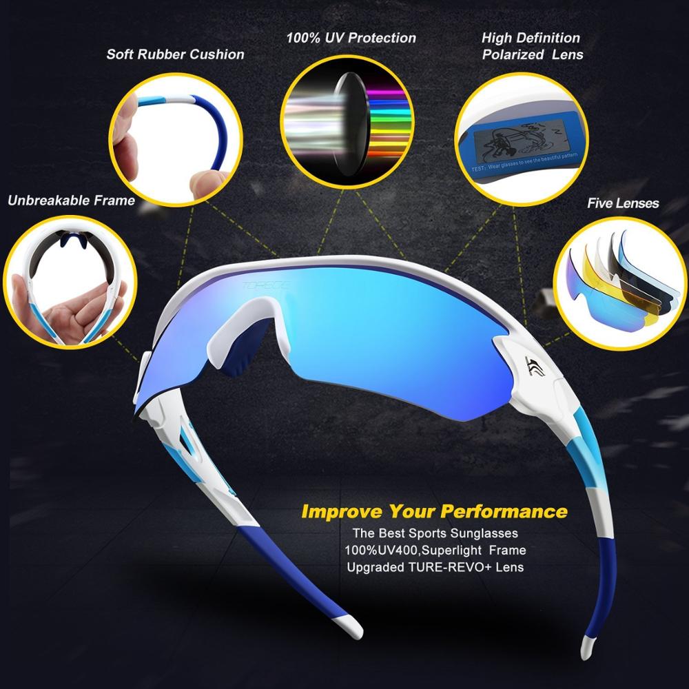 polarisierte Sport Sonnenbrille Mit 5 Austauschbaren Objektiv für Männer Frauen Radfahren Laufen Fahren Angeln Golf Baseball Gläser