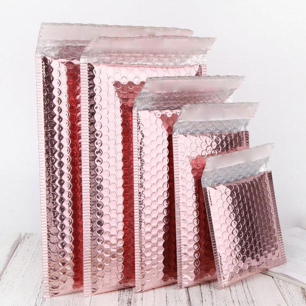 1Pc 11cmx13cm 15cmx20cm Rose Gold Bubble Bag Waterproof Packaging Gold Foil Bubble Bags Envelop For Padded Mailer
