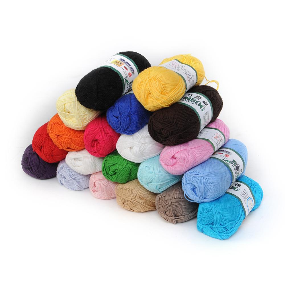 ! Soft Natural Bamboo Cotton Knitting Yarn Fingering 20 Colors