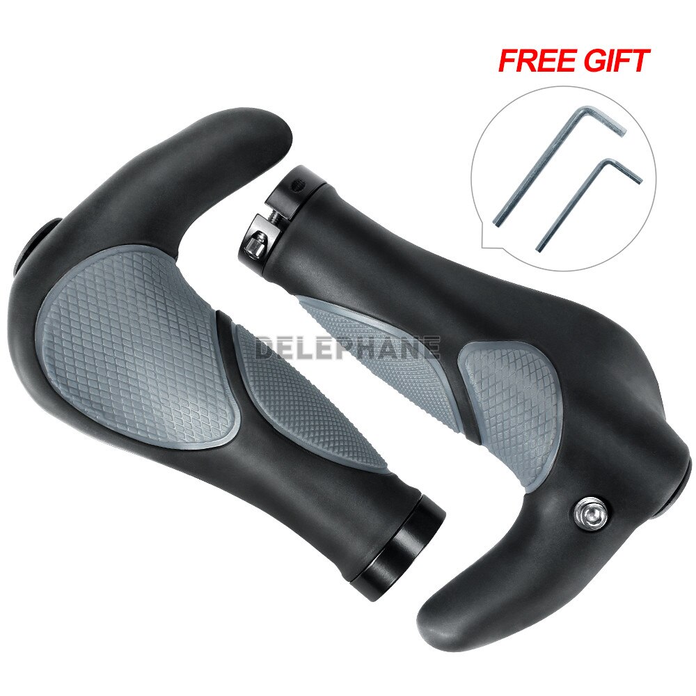 Bike Handlebar Grips Ergonomic Mountain Bike Grips Aluminum Double Lock-on MTB BMX Scooter Downhill Foldable Urban Bicycle Grips: Black With Horn