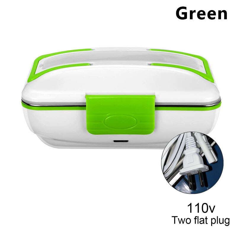 110V/12V Portable Electric Heating Lunch Box Food Warmer Heater Container & LunchBox: 110V  Green