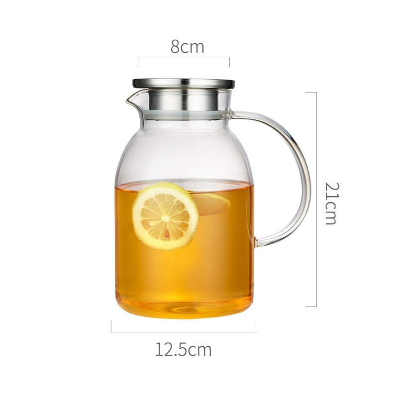 Szklany dzbanek na wodę dzbanek na wodę szklany pojemnik na wodę szkło odporne na ciepło czajnik wrzący 1800ml 2200ml na herbatę robić domu: 1800ml