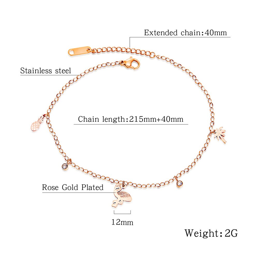Lokaer Titan Stahl Böhmen Strand Kette & Link Fußkettchen Für Frauen Mädchen Trendy CZ Ananas Vogel Charme Fußkettchen A19030