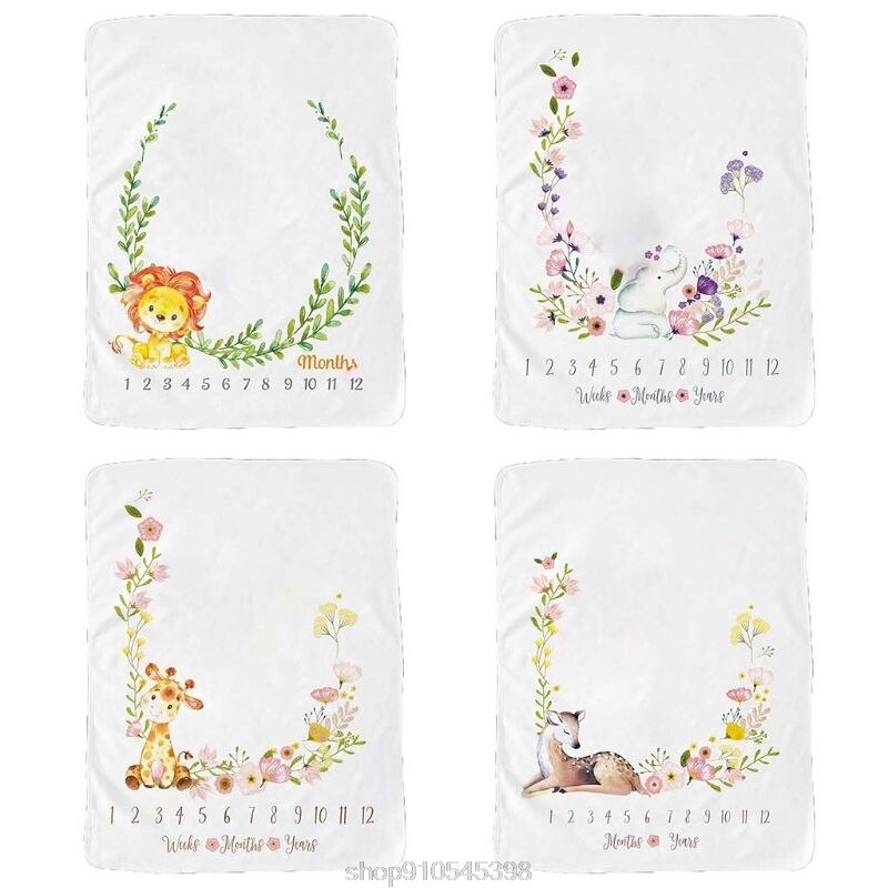 Dziecko miesięczny rekord wzrost kamień milowy koc zwierząt wzór fotografia rekwizyty kreatywne tło materiałbyć winnym N02 20 Dropshipping