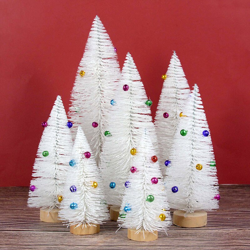 15-30cm White Christmas Tree Glitter Plastic Artificial Pine Tree For Xmas Home Decoration Table DIY Miniatures Landscape Crafts