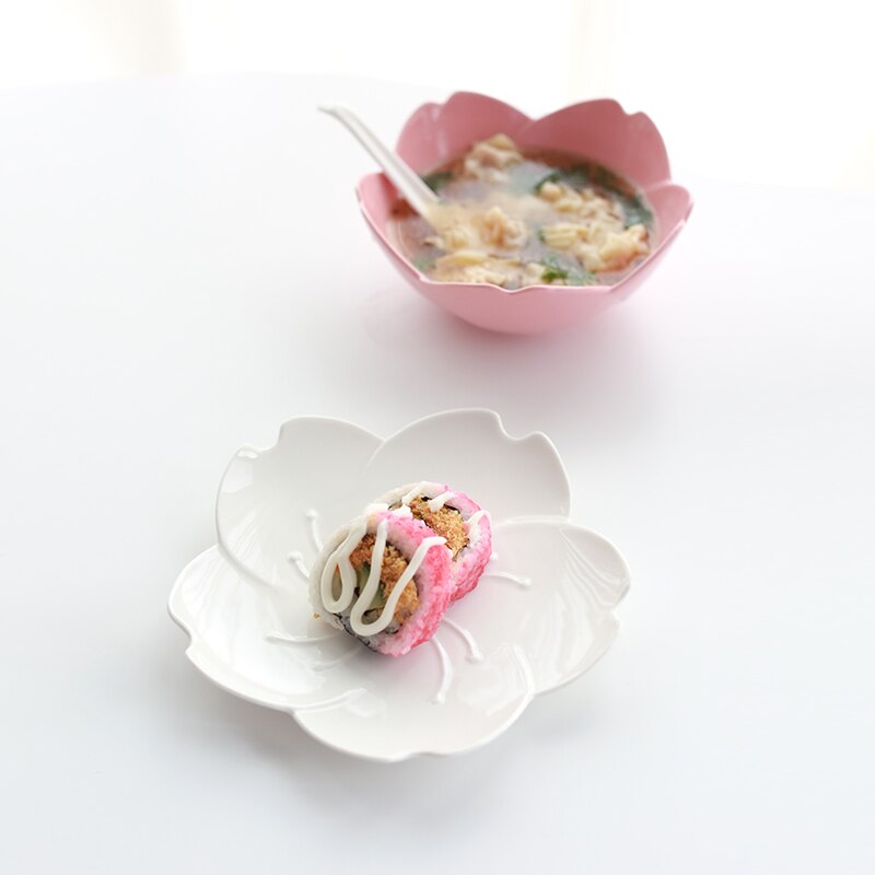 Blomster keramisk fad krydderi dyppeskål sakura keramisk fad kirsebærskål trinket platos sauce fad blomsterfad til køkken