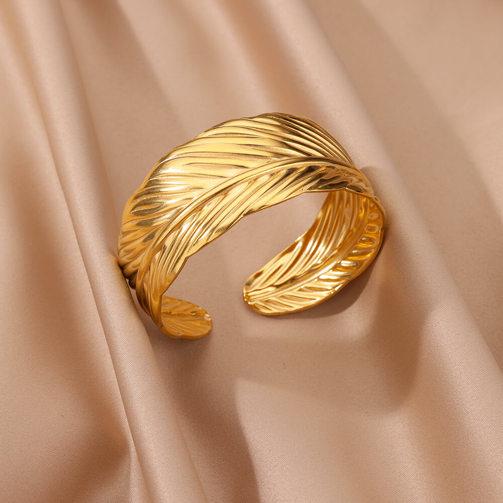 Stainless Steel Wide Bangles for Women Luxury Gold Color Open Chunky Cuff Bangle Bracelet femme Vintage Wedding Jewelry