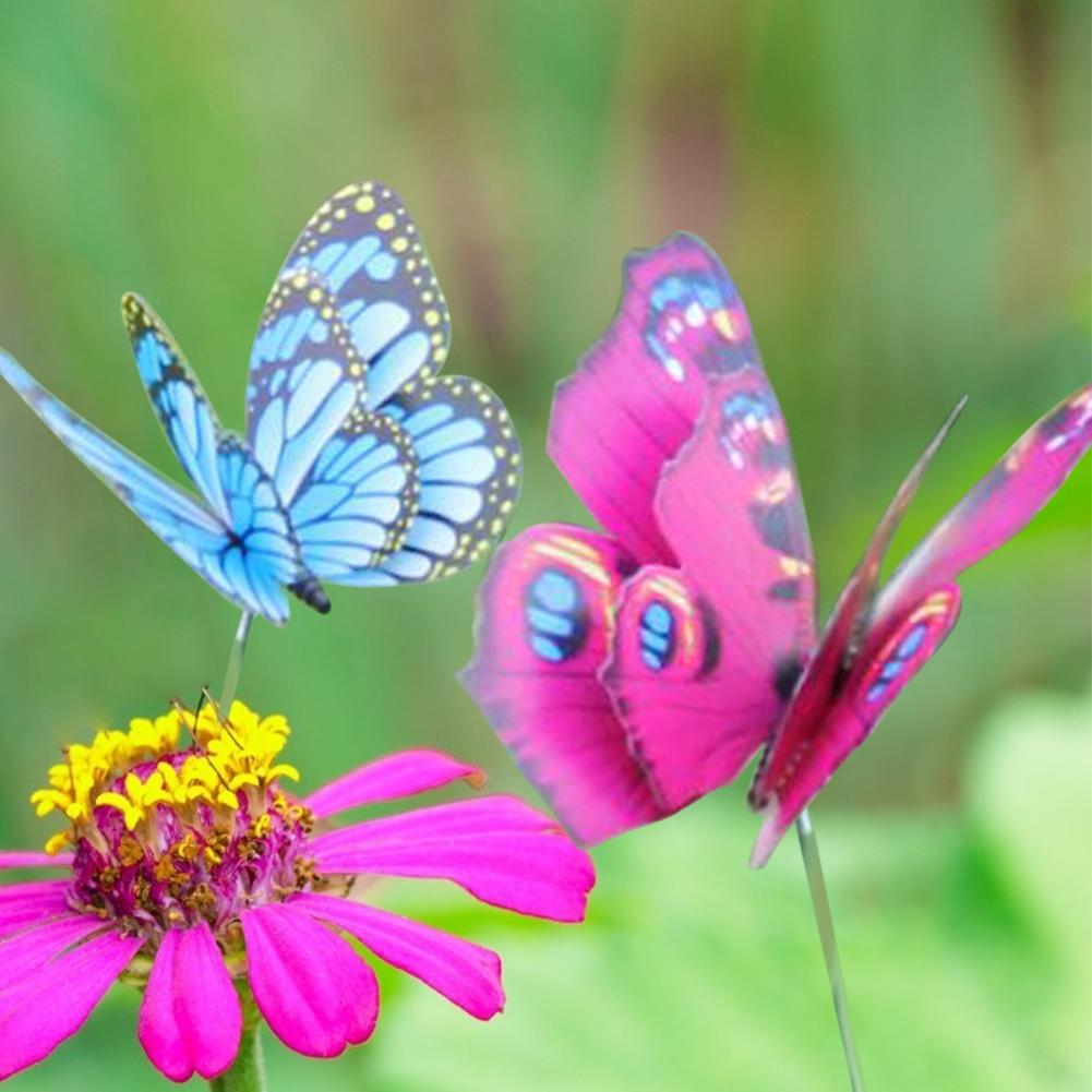 Estacas de mariposas coloridas 3D de PVC, para jardín, patio, maceta de flores, decoración de plantas, ornamento de jardín DIY, 4 Uds.