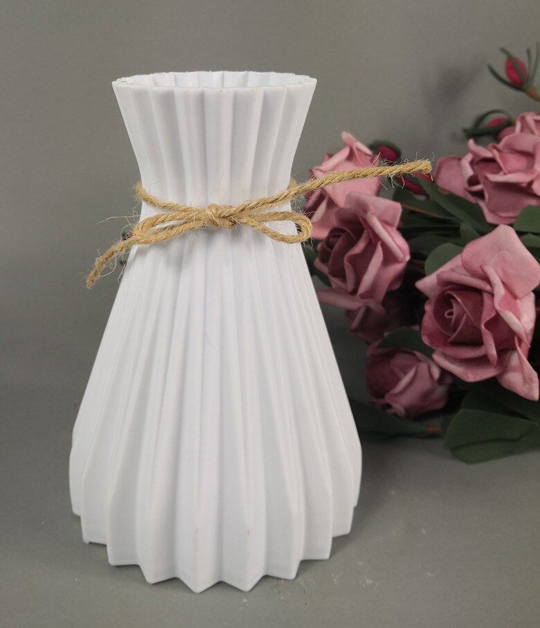 Plastic Vazen Woondecoratie Anti-Keramische Vazen Europese Bruiloft Moderne Decoraties Rotan-Achtige Onbreekbaar Creatieve Eenvoud: White