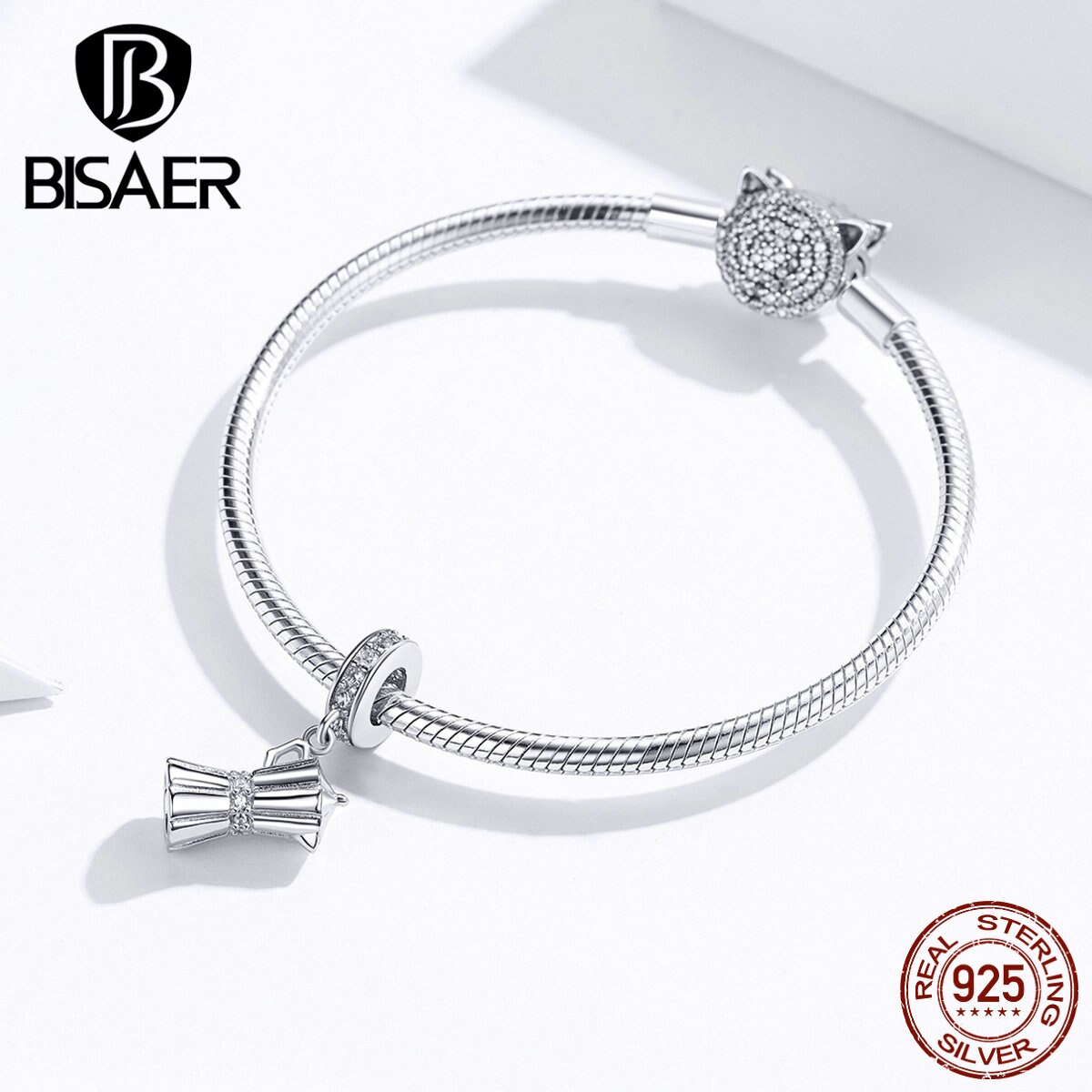 Cup Beads BISAER 925 Sterling Silver Coffee Cups Floats Cafe Beads Charms fit charms Bracelets silver 925 original jewelry