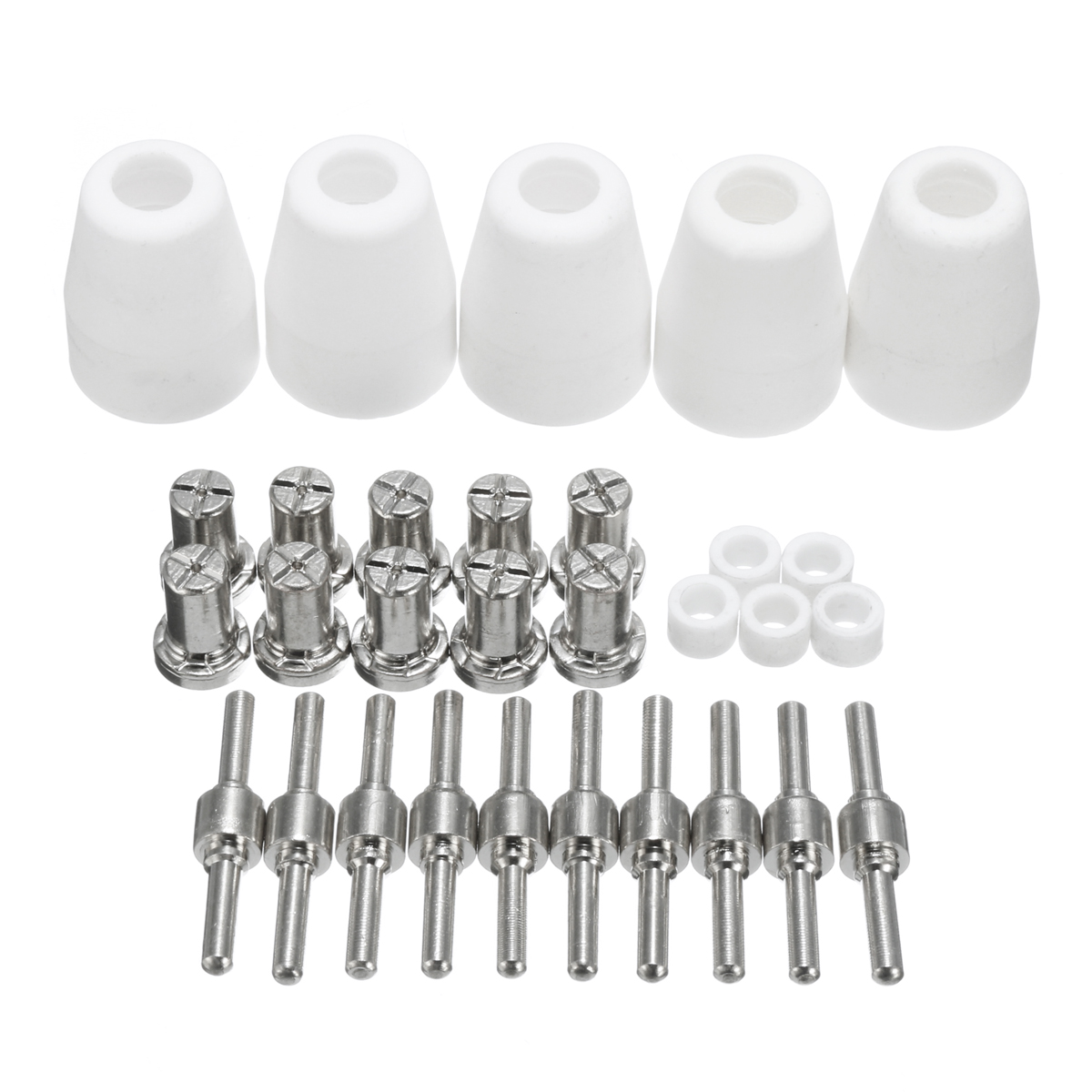 30 Pcs LG-40 PT-31 Plasma Cutter Cutting Torch Consumables Accessories Extended Nickel-plated Tips Nozzle Electrodes Shield Cup