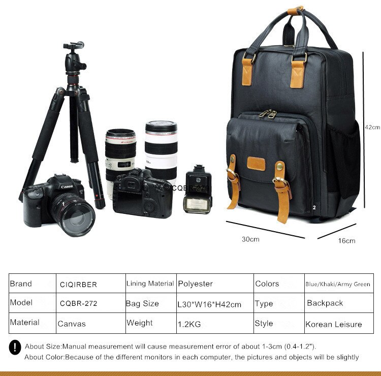 Retro Casual Waterproof Canvas DSLR Camera Bag Photography Tripod Cameras Backpack for Canon Nikon Sony