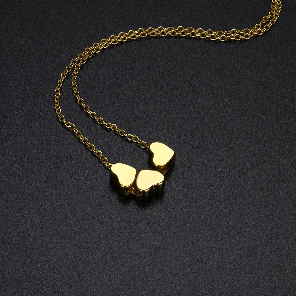 Kettingen Hanger Vrouwen Rvs Drie Hart Hanger Collier Luxe Sieraden Vrouwelijke Collier Цепочка
