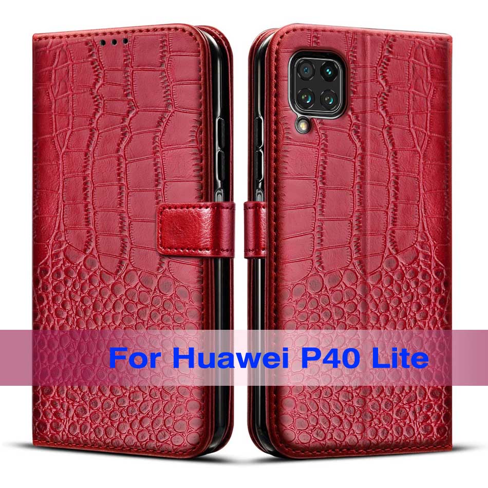 Voor Huawei P40 Lite Case Soft Tpu Silicon Telefoon Case Voor Huawei P40 Lite P40Lite Cover Bumper Coque Met Magnetische: Red