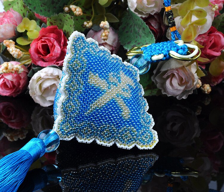 Car Key Chain Accessories Stamped Crafts DIY Printed Cross-Stitching-Kit Embroidery Stich-Bead Needlework 006