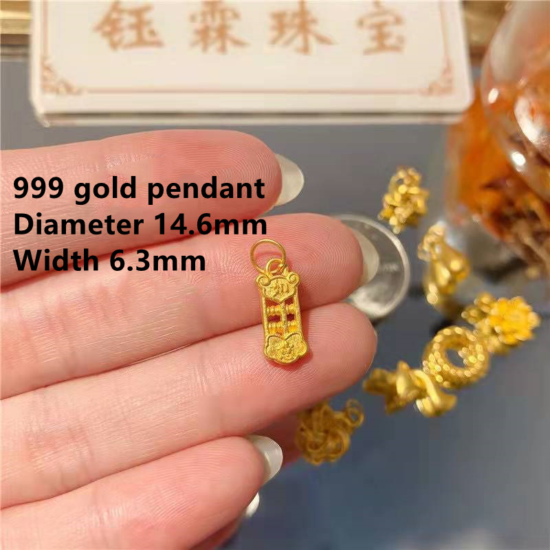 #39 #39 halsband äkta 999 guld hänge 24k blommor stjärnor dam hängen utsökt fabrik: Kulram 0.26g