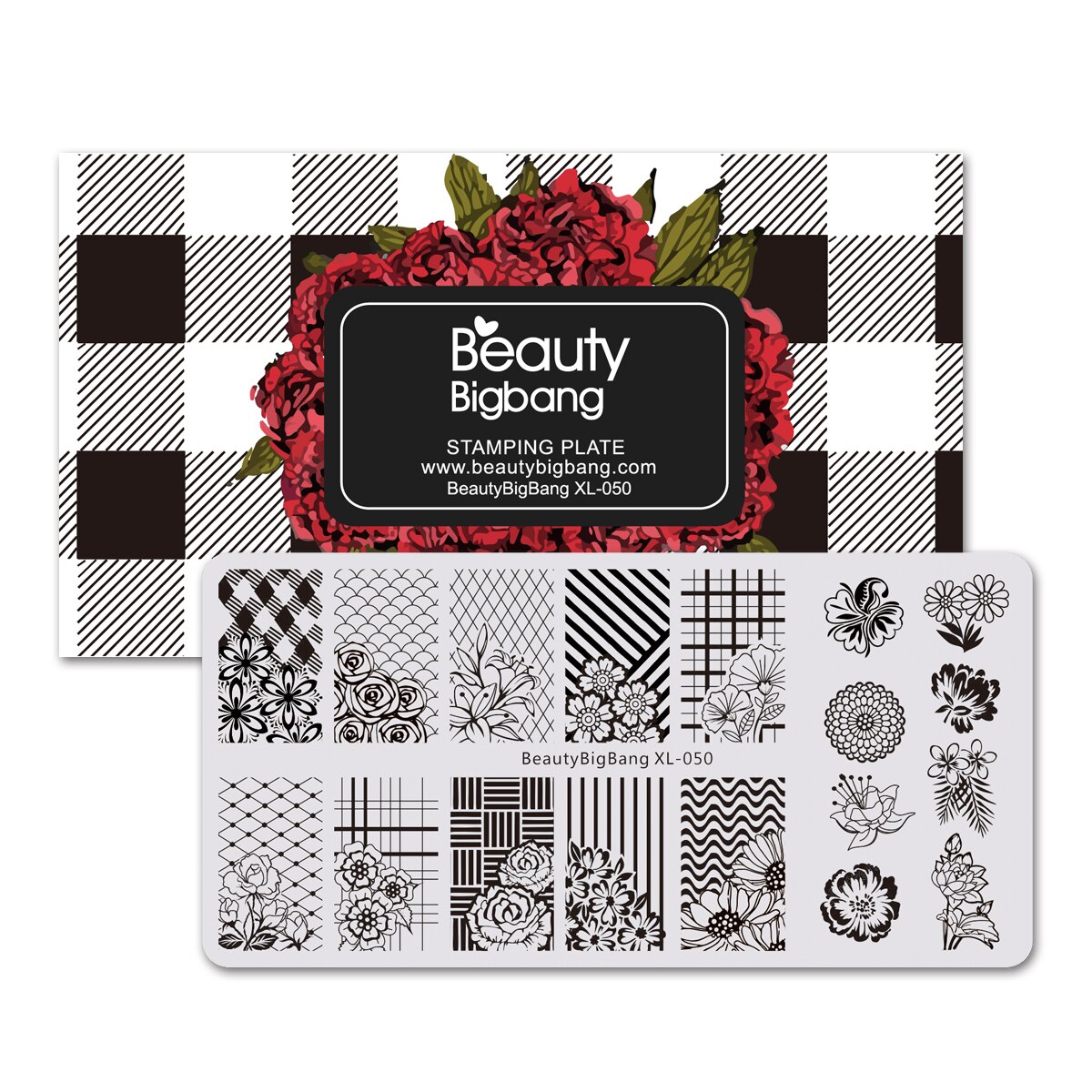 Beautybigbang Nail Stamping Plates Set 10 PCS XL-031-XL-070 Words Flower Animal Geometry Tree Ring Style Image Nail Art Template