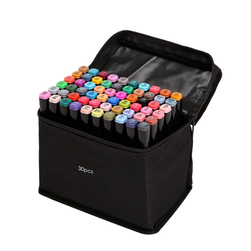 Negro de 30 colores arte conjunto de marcadores a base de Alcohol tinta rotulador para bocetos de la pluma para el artista dibujo Manga animación suministros