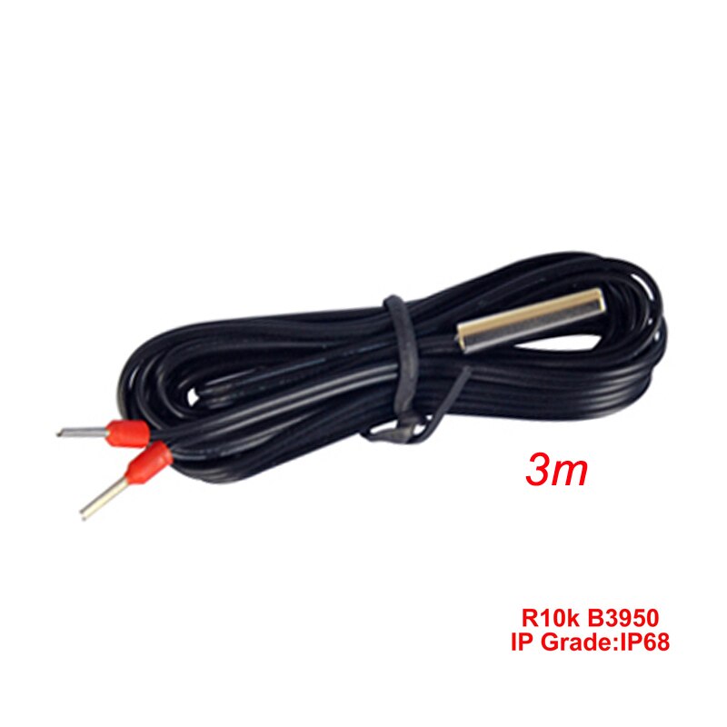 Gulvvarmetermostat temperaturføler for termistor 3950 ntc 10k kabel 3m: Svart